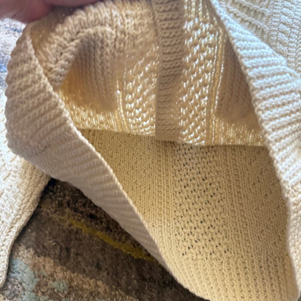 Vintage 80's Cardery Hand Knit Pure Wool Ireland Cream Knit Cardigan Sweater M - Picture 7 of 10